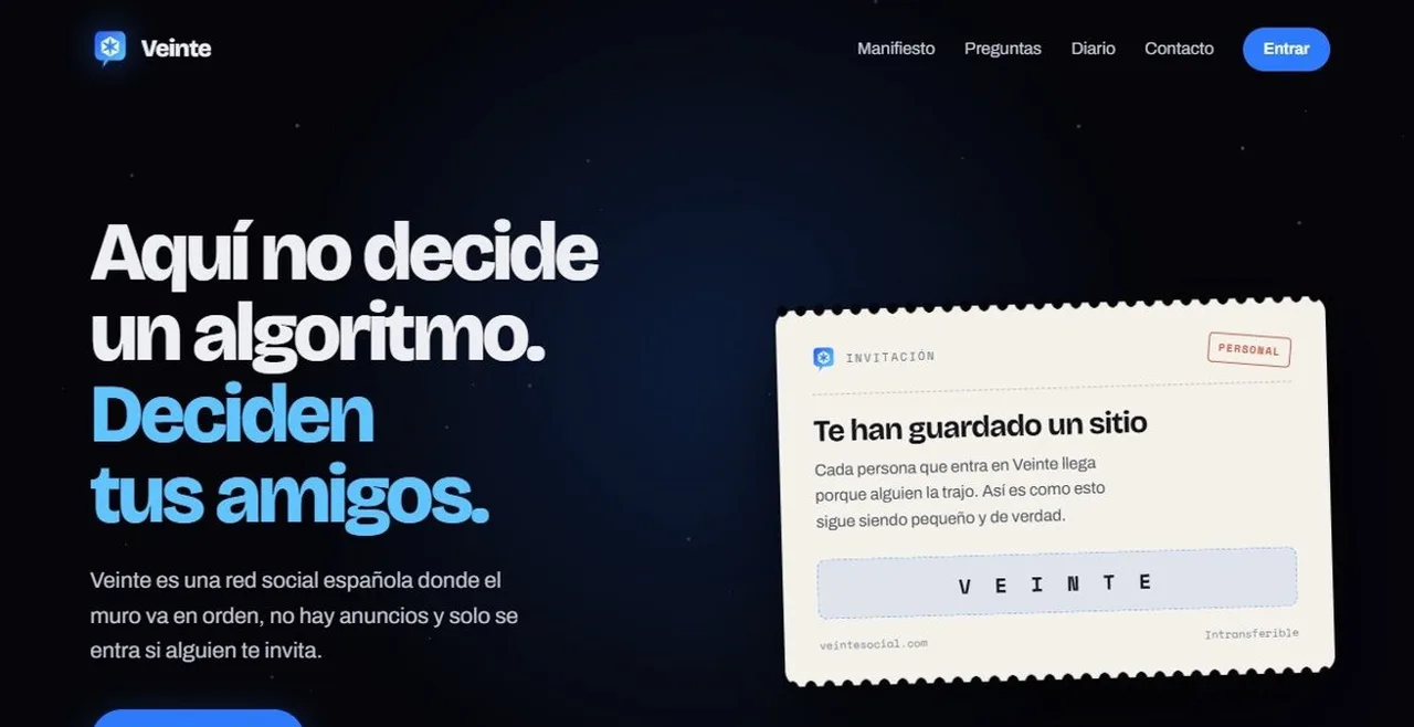 Veinte, red social española sin algoritmos